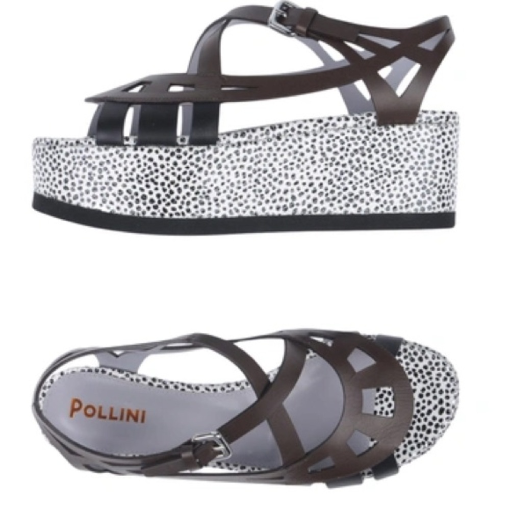 NWT Pollini Leather Platform Sandals - Made in Italy! Size 41